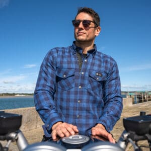 Merlin Axe Motorcycle Riding Shirt Blue Flannel