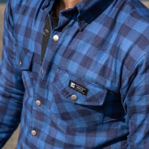 Merlin Axe Motorcycle Riding Shirt Blue Flannel Pocket
