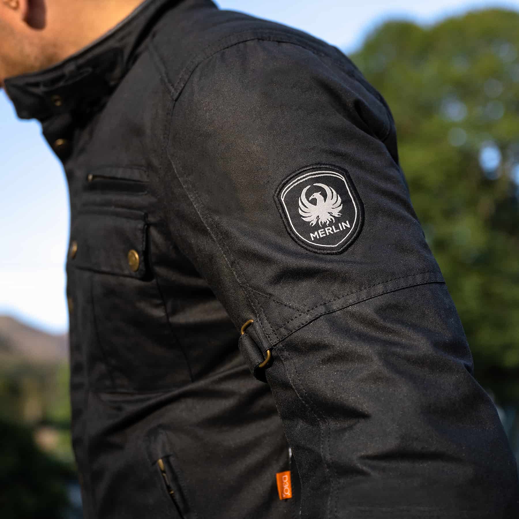 Merlin Barton 2 waxed cotton motorcycle jacket in black
