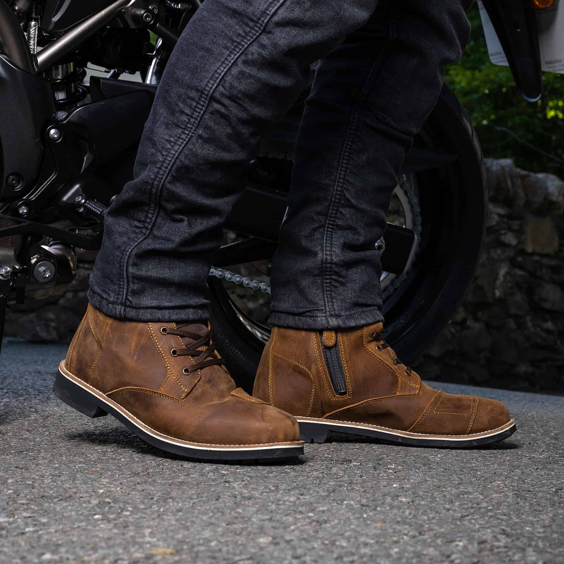 Merlin Ether waterproof heritage motorcycle boots in brown