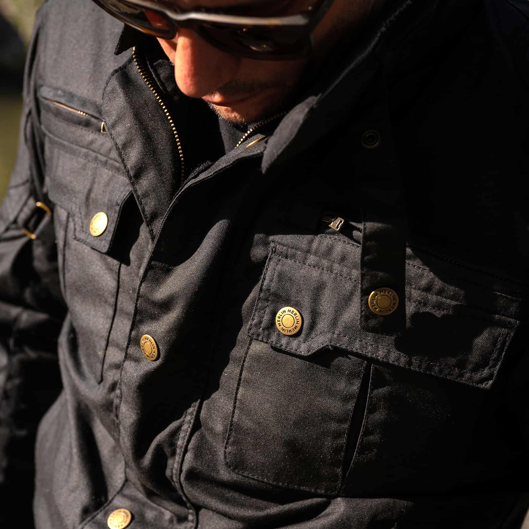 Merlin Perton waxed cotton motorcycle jacket