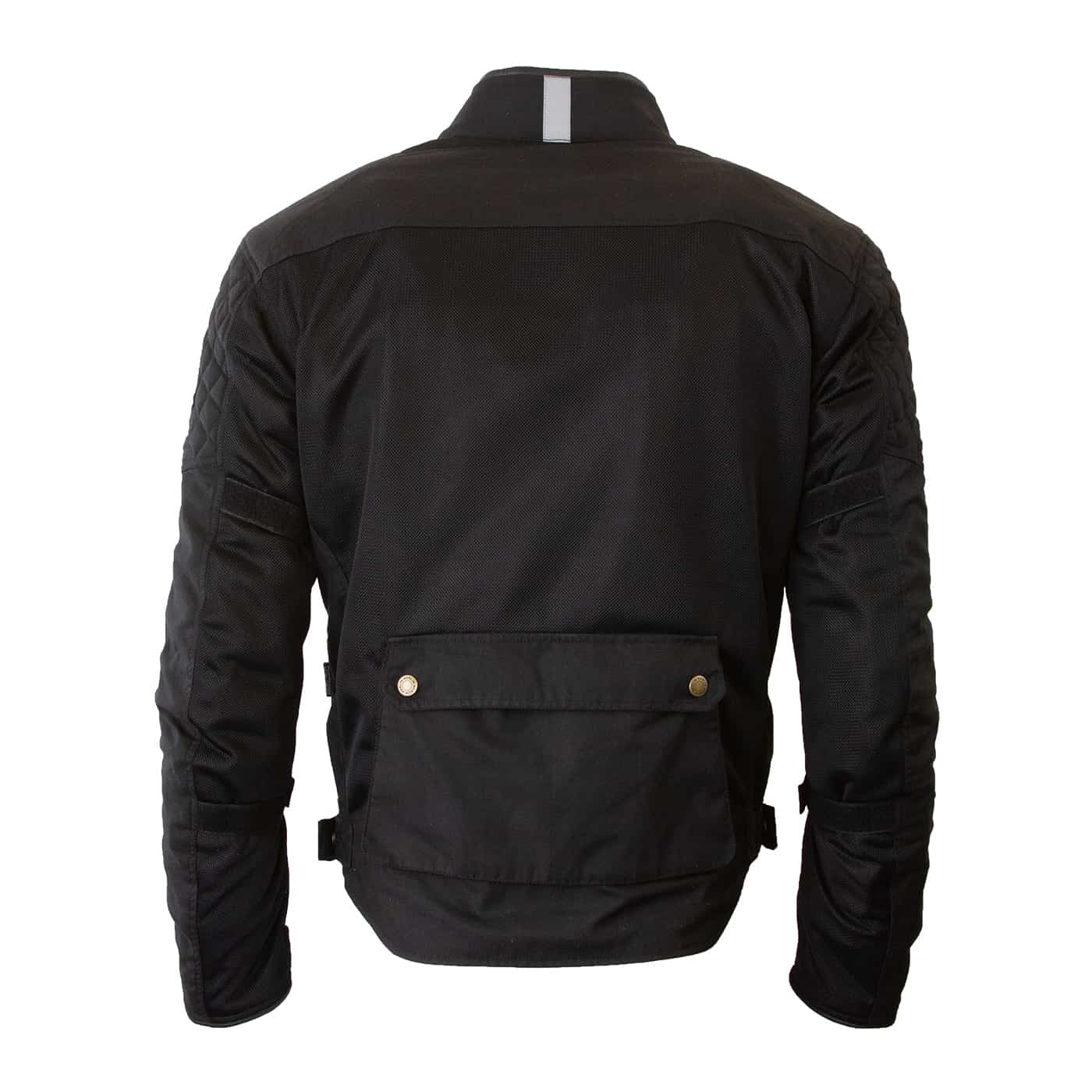 White background image of the back of Merlin Chigwell Utility waxed cotton jacket in black