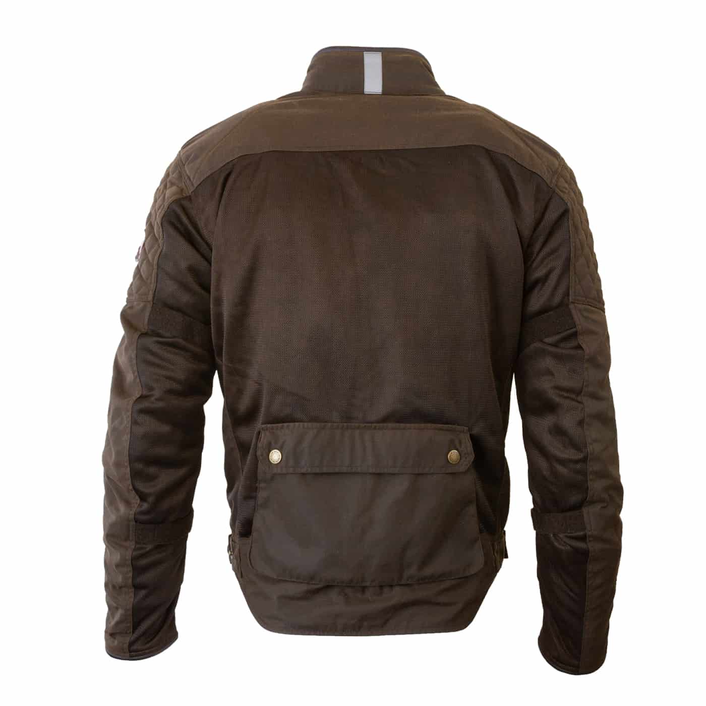 White background image of the back of Merlin Chigwell Utility waxed cotton jacket in brown