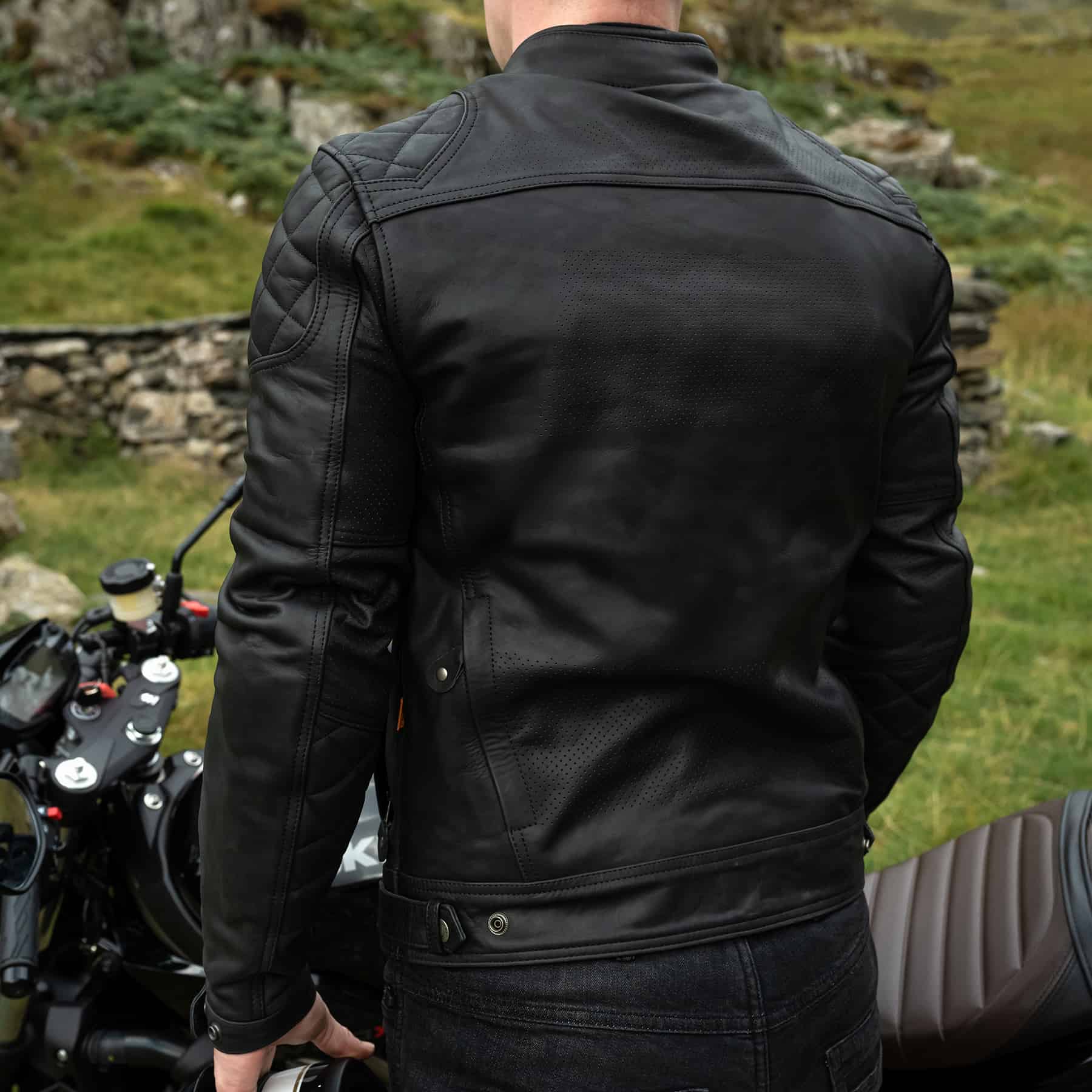 Merlin Cambrian leather jacket in black detail