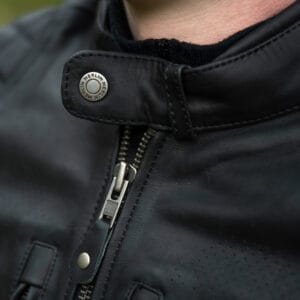Merlin Cambrian Leather Motorcycle Jacket Collar Detail