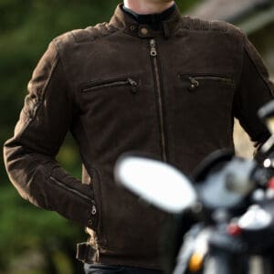 Merlin Miller Leather Motorcycle Jacket Brown Front