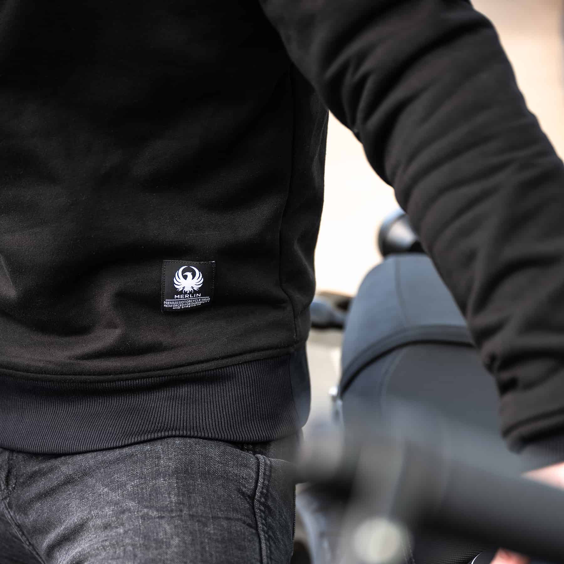 Merlin Xander protective motorcycle sweatshirt Built With Kevlar in black