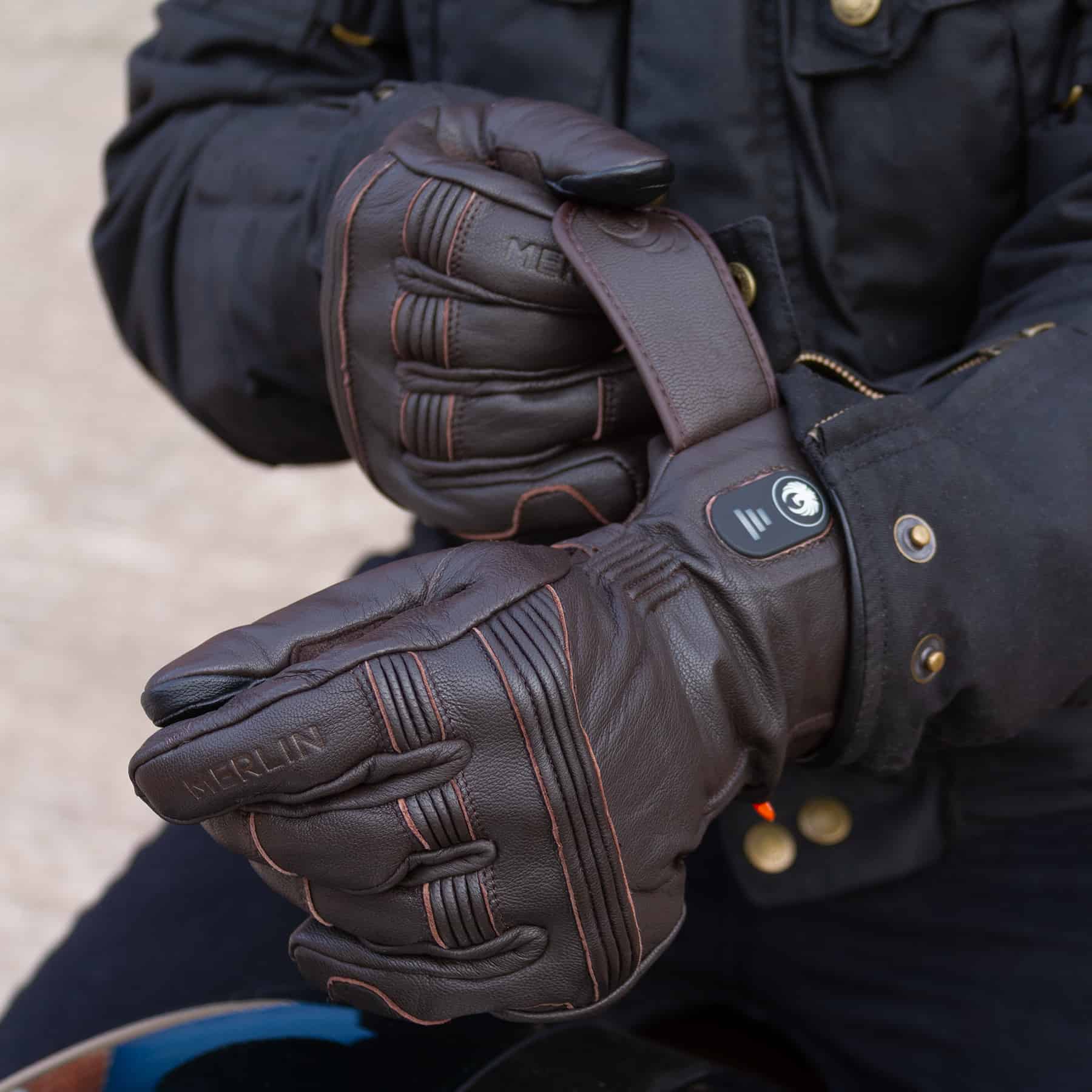 Merlin Minworth Heated motorcycle glove in dark brown