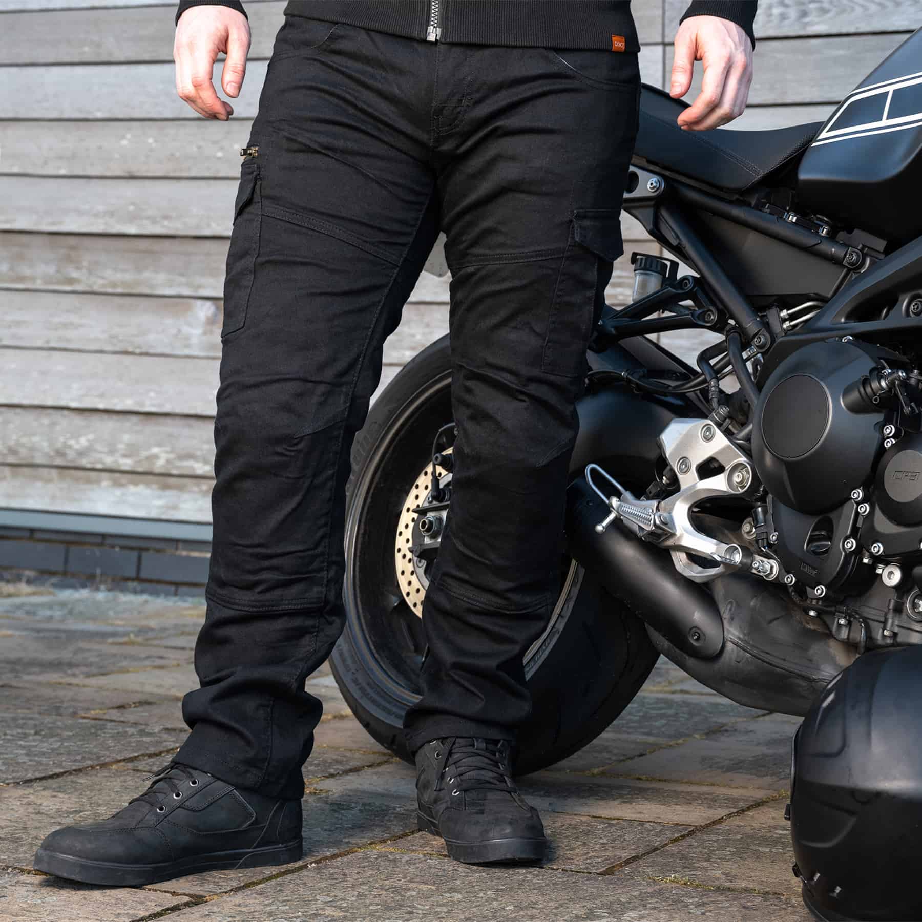 Route One Merlin Remy cargo protective motorcycle jean in black