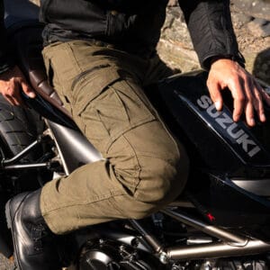 Route One Merlin Remy Motorcycle Jean Green Detail
