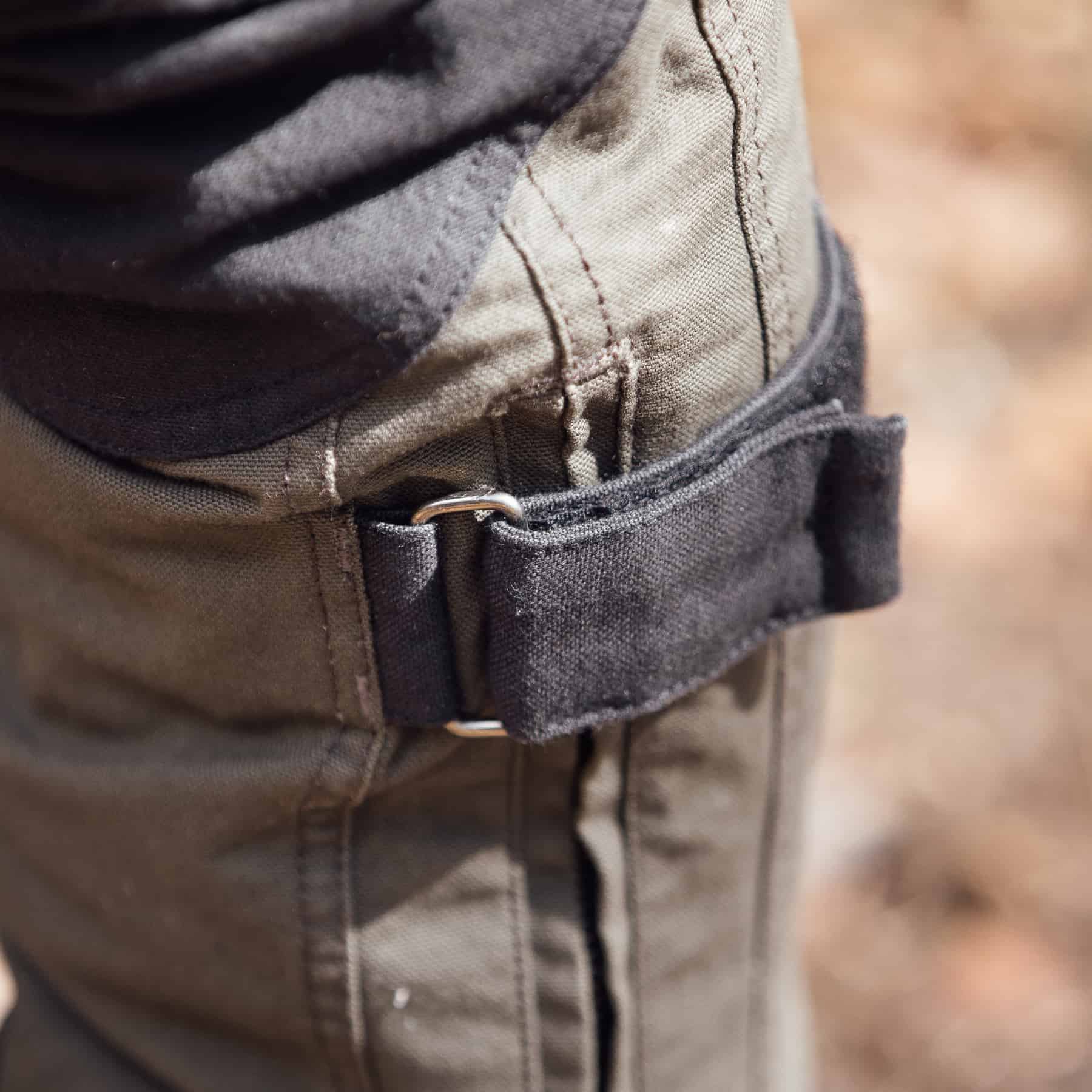 Merlin Mahala Cordura trousers in black and olive detail