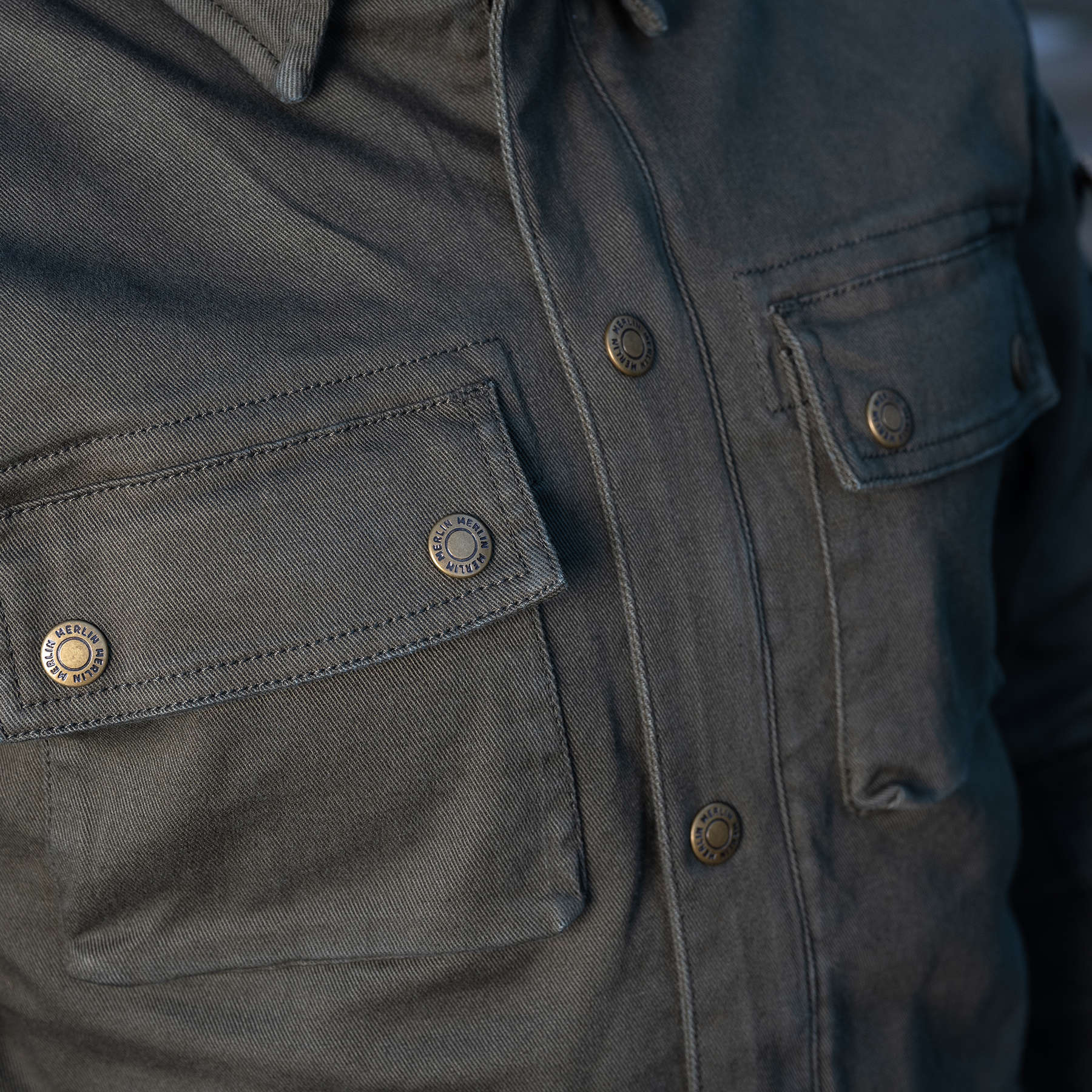 Lifestyle detail image of Merlin Brody D3O Single Layer Riding Shirt in olive