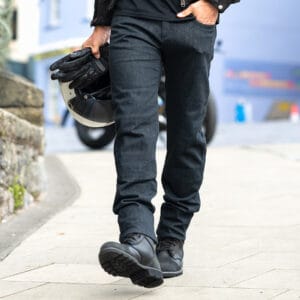Lifestyle image of Merlin Dunford jeans in black