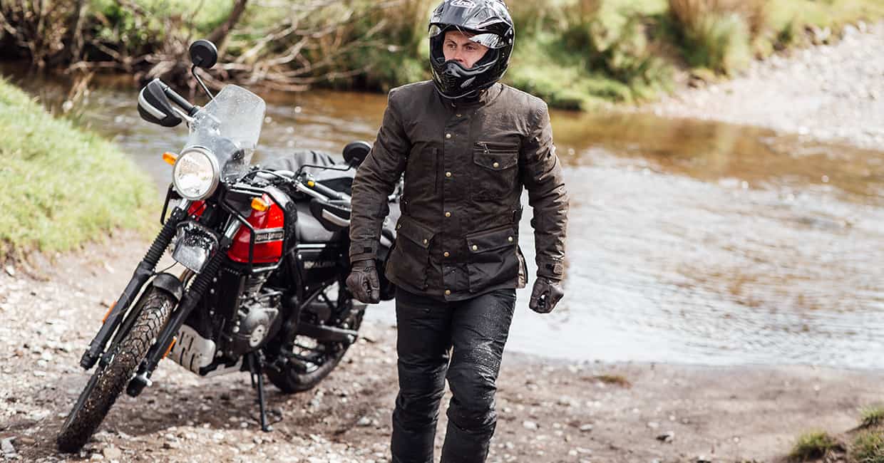 Merlin Monty Waxed Cotton Motorcycle Jacket in Olive