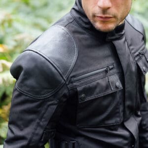 Sayan Jacket Black Leather Shoulder Reinforcement