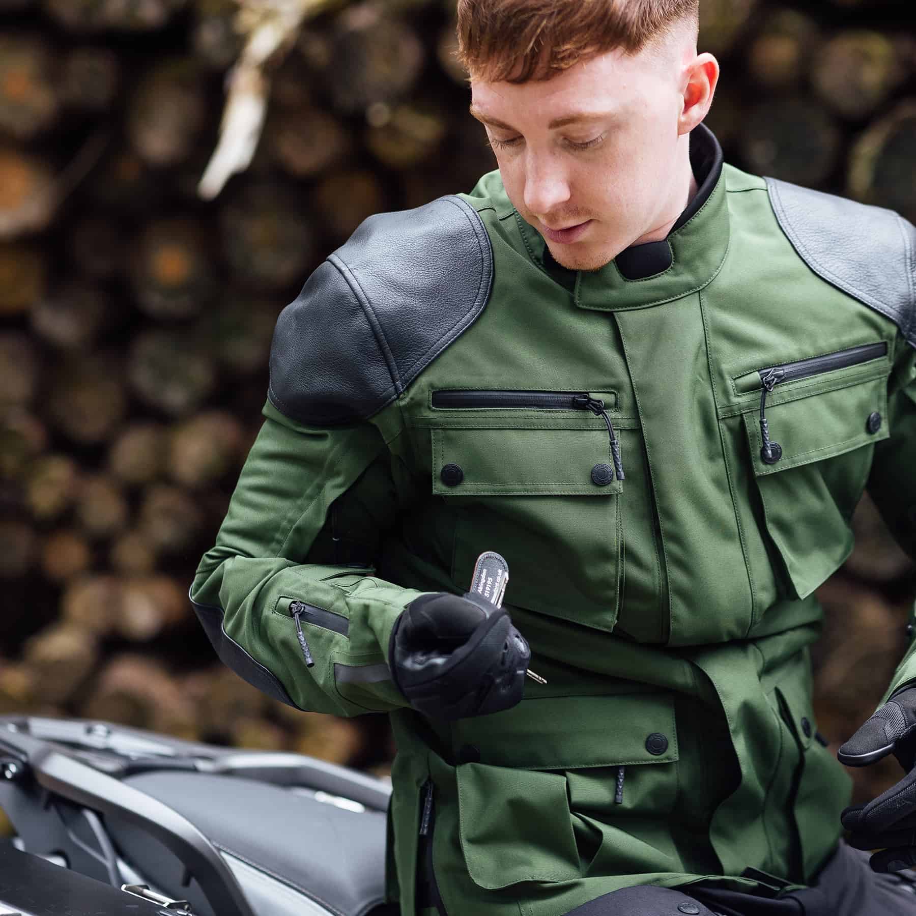 Merlin Sayan Motorcycle Jacket in Forest Green