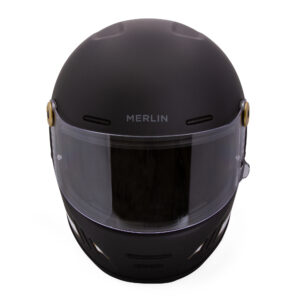 Merlin Revival Flash Matt Black Helmet Front Merlin Revival Flash Matt Black Helmet Front