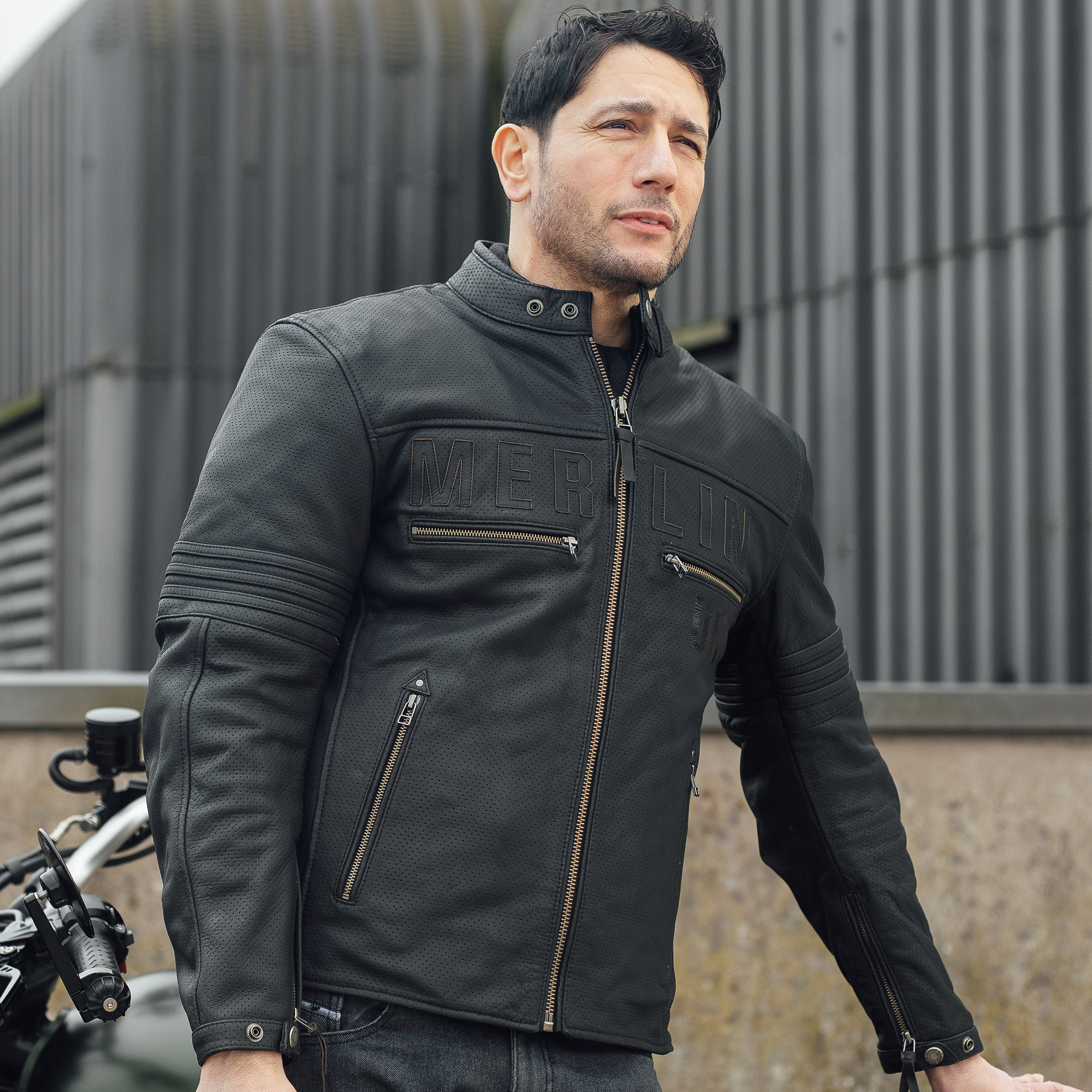 Revival D3O Leather Jacket Merlin Black Lifestyle Revival D3O Leather Jacket Merlin Black Lifestyle