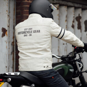 Revival D3O Leather Jacket Merlin White Lifestyle Back2 Revival D3O Leather Jacket Merlin White Lifestyle Back2